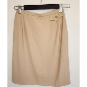 Vintage Burberrys' Beige Virgin Wool Pencil Skirt Lined Size 6‎ Made in the USA